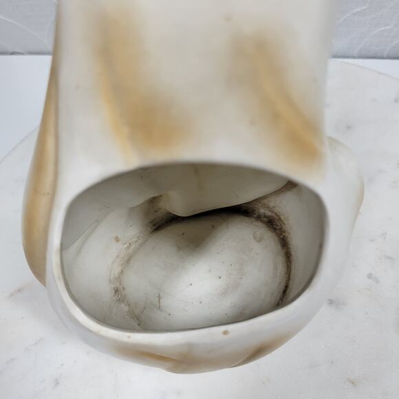 Vintage Praying Lady Head Planter, 7.5" Brown & White Ceramic Mother Virgin Vase - Picture 5 of 16